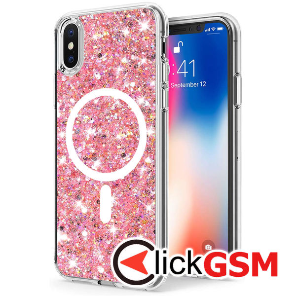 Husa Sparkly Glitter  roz Apple iPhone X 9ht