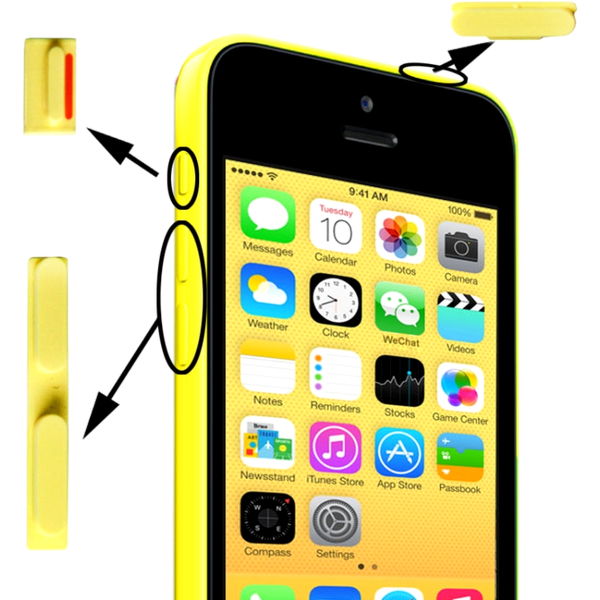 Apple iPhone 5c · 3 in 1 Mute Button + Power Button + Volume Button for iPhone 5C - For 5C