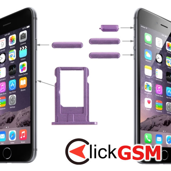 Piesa Piesa Buton Lateral Cu Butoane Volum Purple Apple Iphone 6 4mzw