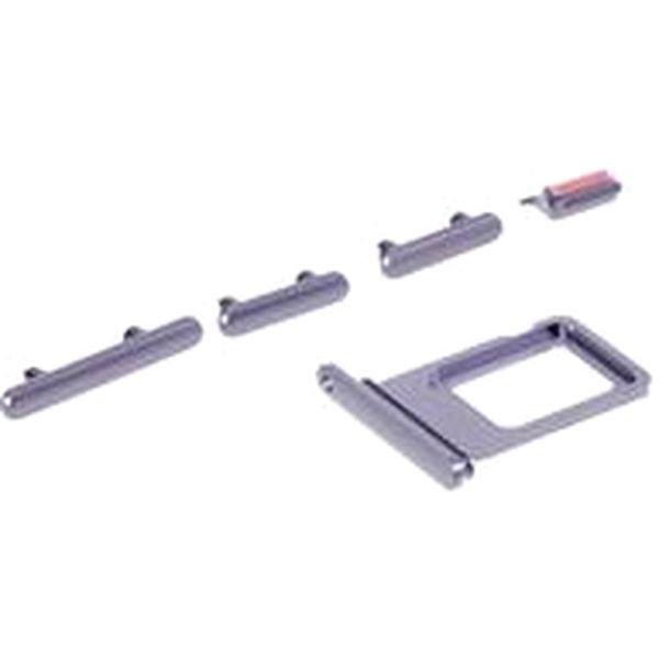 Apple iPhone 11 · 5Pcs/Set Side Button Set for Apple iPhone 11 6.1 inch (Mute / Power / Volume Buttons + SIM Card Tray) - Purple