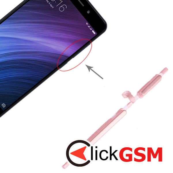 Piesa Buton Lateral Cu Buton Pornire Si Butoane Volum Pink Xiaomi Redmi 4a 1yj7