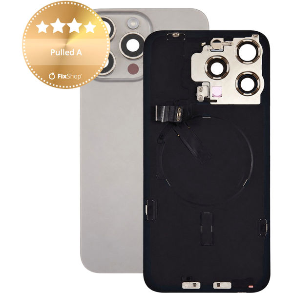 Apple iPhone 15 Pro Max · Sticla carcasa spate pentru iPhone 15 Pro Max, Natural Titanium, Pulled A