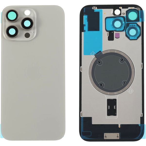 Apple iPhone 16 Pro Max · Capac spate sticla iPhone 16 Pro Max cu magnet, fara NFC, culoare Natural Titanium