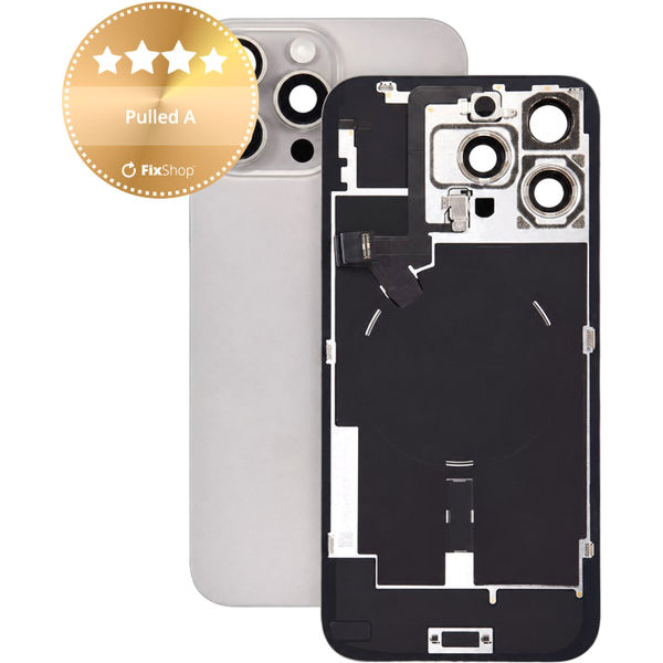 Sticla carcasa spate pentru iPhone 16 Pro Max, Natural Titanium, Pulled A