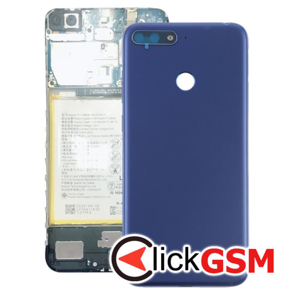 Piesa Piesa Capac Spate Cu Buton Lateral Blue Huawei Y6 2018 2b34