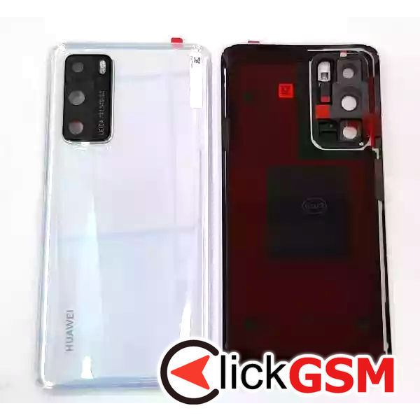 Piesa Capac Spate Cu Geam Camera Alb Huawei P40 Bda