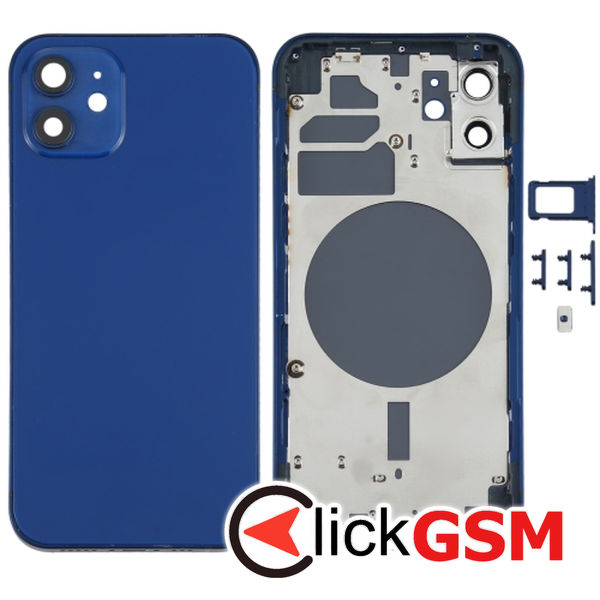 Piesa Capac Spate Cu Geam Camera Blue Apple Iphone 12 4gq1