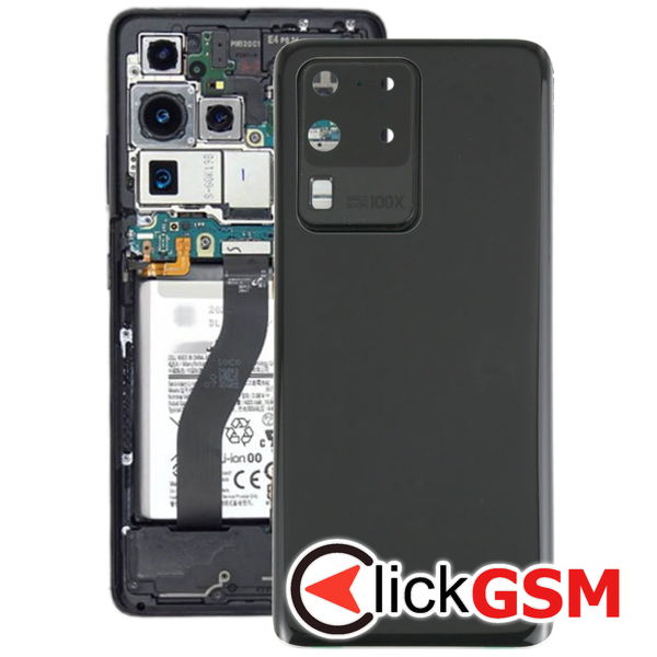 Piesa Capac Spate Cu Geam Camera Negru Samsung Galaxy S20 Ultra 5g 4afx