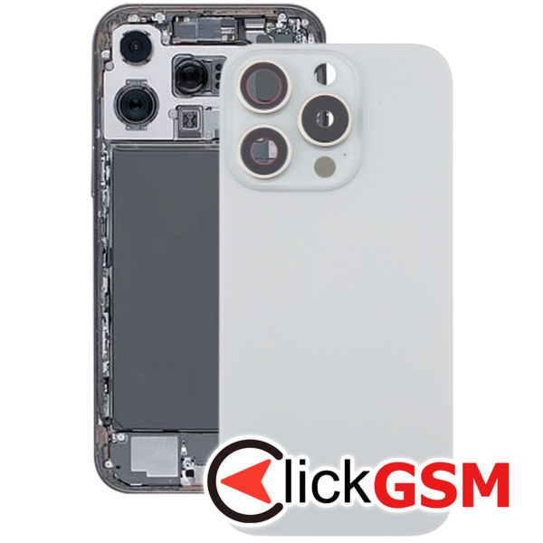 Piesa Capac Spate Cu Geam Camera Silver Apple Iphone 16 Pro Max 4mxv