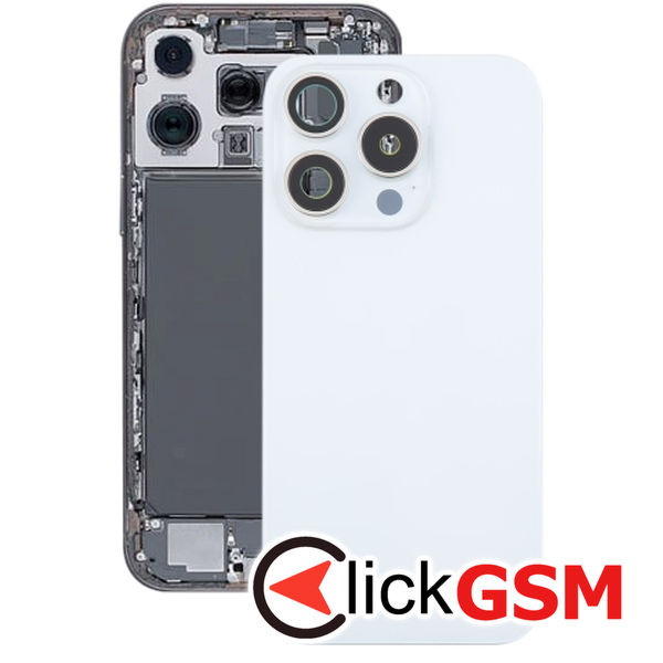 Piesa Piesa Capac Spate Cu Geam Camera White Apple Iphone 16 Pro 4fgi