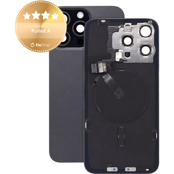 Apple iPhone 15 Pro Max · Sticla carcasa spate pentru iPhone 15 Pro Max, Black Titanium, Pulled A