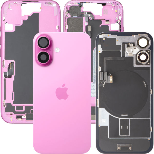 Apple iPhone 16 · Capac Baterie Apple iPhone 16, Cu Carcasa Mijloc, Full Parts, Roz, (provine din dezmembrari) Premium