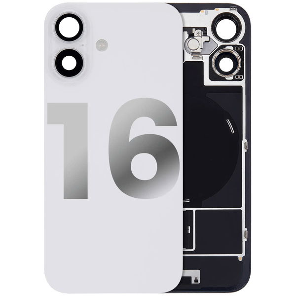 Apple iPhone 16 · Back Glass w/ MagSafe Magnet & NFC & Flashlight Flex For iPhone 16 (Used OEM Pull: Grade A) (White)