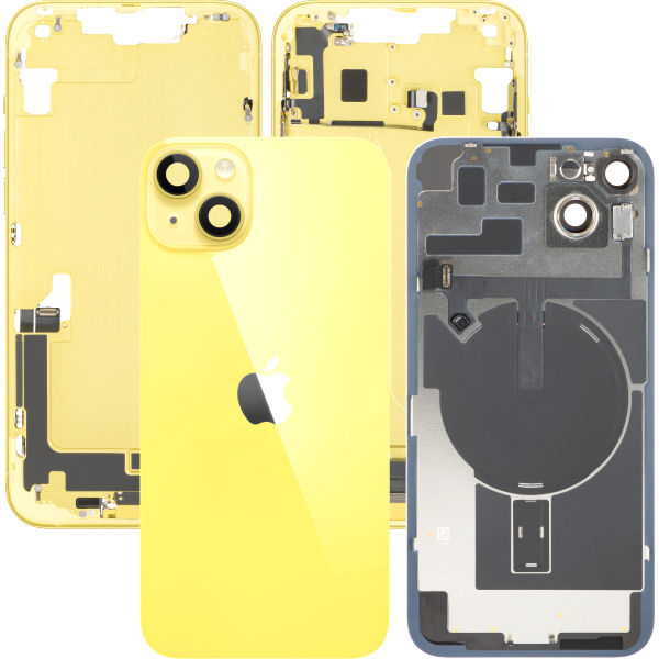 Apple iPhone 14 Plus · Capac Baterie Apple iPhone 14 Plus, Cu Carcasa Mijloc, Full Parts, Galben, (provine din dezmembrari) Premium