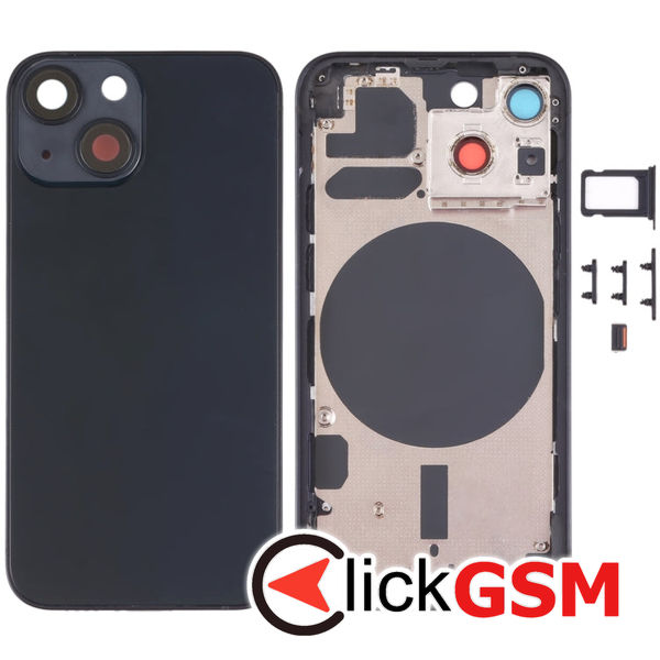 Piesa Piesa Carcasa Cu Capac Spate Geam Camera Si Suport Sim Black Apple Iphone 13 Mini 4gjf