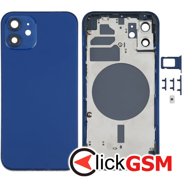 Piesa Carcasa Cu Capac Spate Geam Camera Si Suport Sim Blue Apple Iphone 12 4gq1