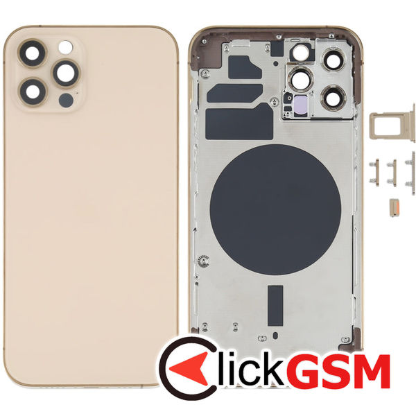 Piesa Piesa Carcasa Cu Capac Spate Geam Camera Si Suport Sim Gold Apple Iphone 12 Pro 4gpy