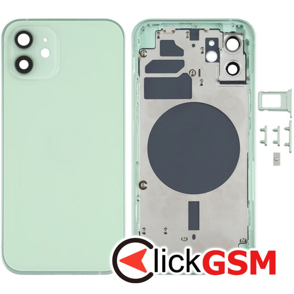 Piesa Carcasa Cu Capac Spate Geam Camera Si Suport Sim Green Apple Iphone 12 4gq2