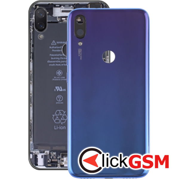 Piesa Piesa Carcasa Cu Capac Spate Si Geam Camera Albastru Xiaomi Mi Play 25tl