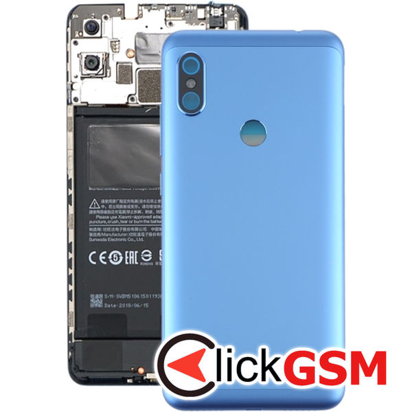 Piesa Carcasa Cu Capac Spate Si Geam Camera Albastru Xiaomi Redmi Note 6 Pro 1yze