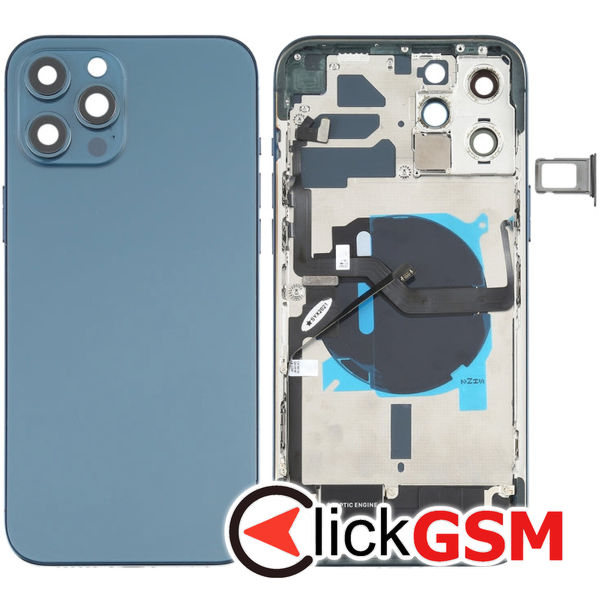 Piesa Piesa Carcasa Cu Capac Spate Si Geam Camera Blue Apple Iphone 12 Pro Max 4gts