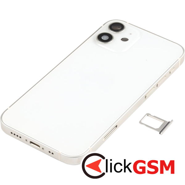 Piesa Carcasa Cu Capac Spate Si Geam Camera White Apple Iphone 12 Mini 4gw2