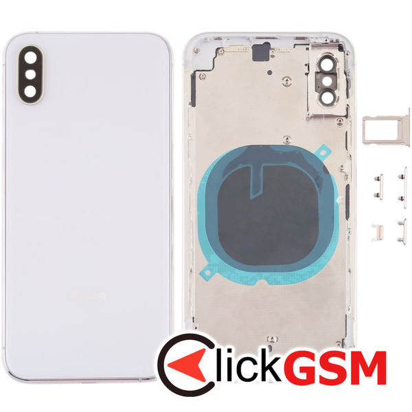 Piesa Carcasa Cu Capac Spate Si Geam Camera White Apple Iphone Xs 4fob