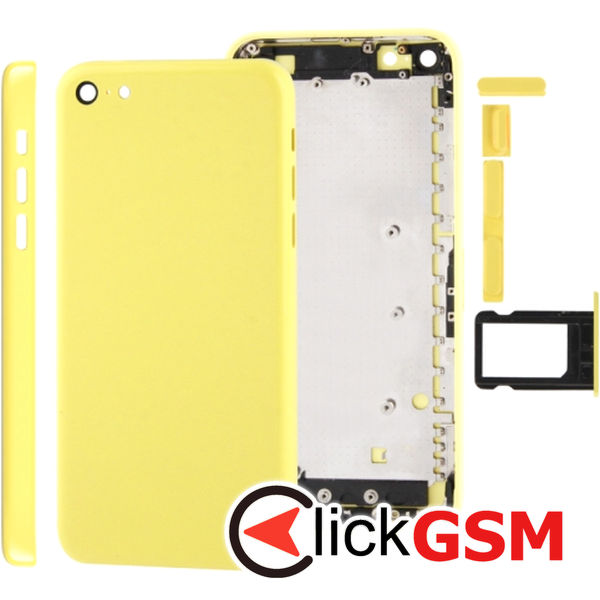 Piesa Piesa Carcasa Cu Capac Spate Si Suport Sim Galben Apple Iphone 5c 4f9c