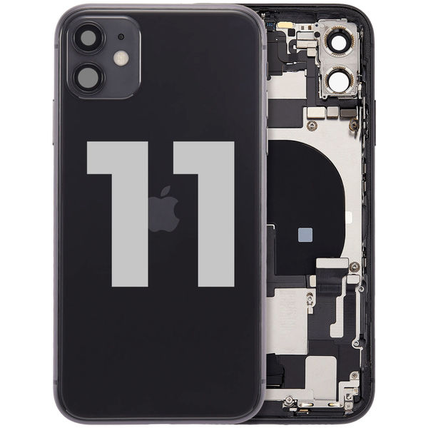 Apple iPhone 11 · Back Housing W/ Charging Port Flex & Small Parts For iPhone 11 (Used OEM Pull: Grade C) (Black)