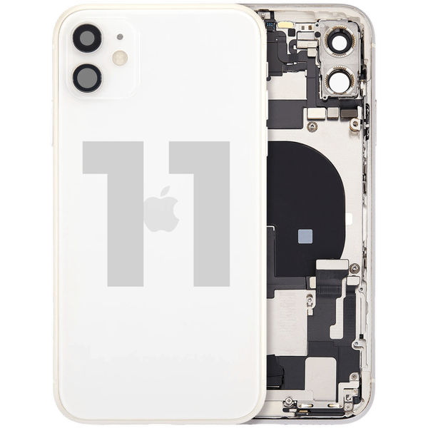 Apple iPhone 11 · Back Housing W/ Charging Port Flex & Small Parts For iPhone 11 (Used OEM Pull: Grade A) (White)