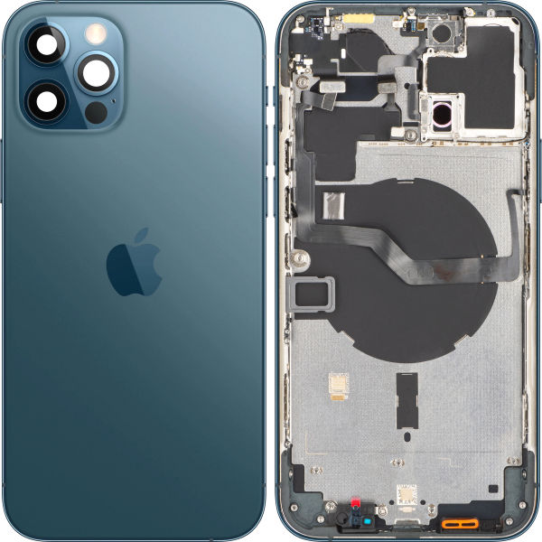 Apple iPhone 12 Pro Max · Capac Baterie Apple iPhone 12 Pro Max, Cu Carcasa Mijloc, Albastru (Pacific Blue), (provine din dezmembrari) Premium