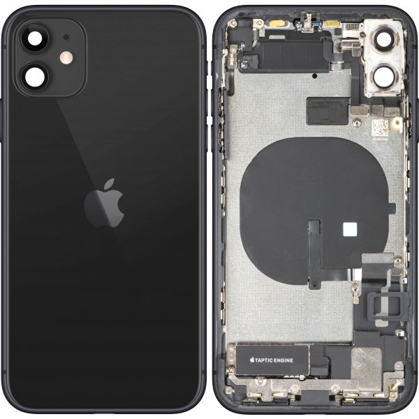 Apple iPhone 11 · Capac Baterie Apple iPhone 11, Cu Carcasa Mijloc, Full Parts, Negru, (provine din dezmembrari) Premium