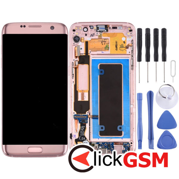 Piesa Display Cu Rama Si Modul Incarcare Black Samsung Galaxy S7 Edge 4ej3