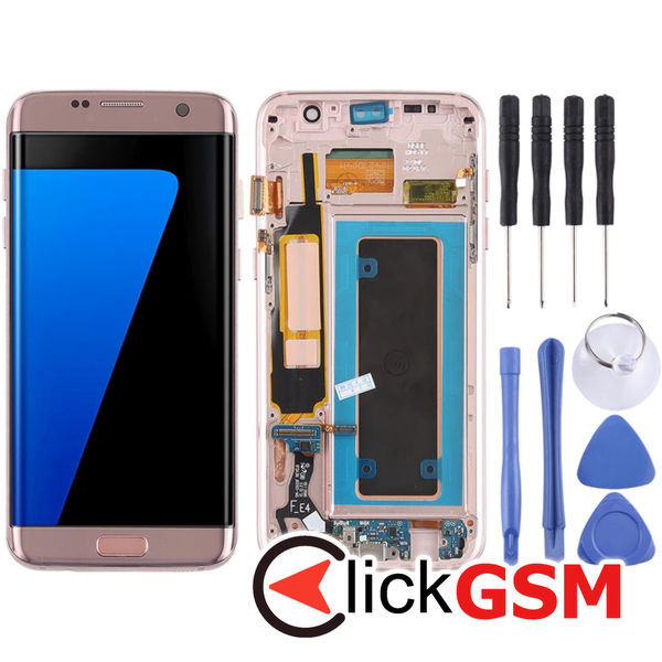 Piesa Display Cu Rama Si Modul Incarcare Black Samsung Galaxy S7 Edge 4f0l