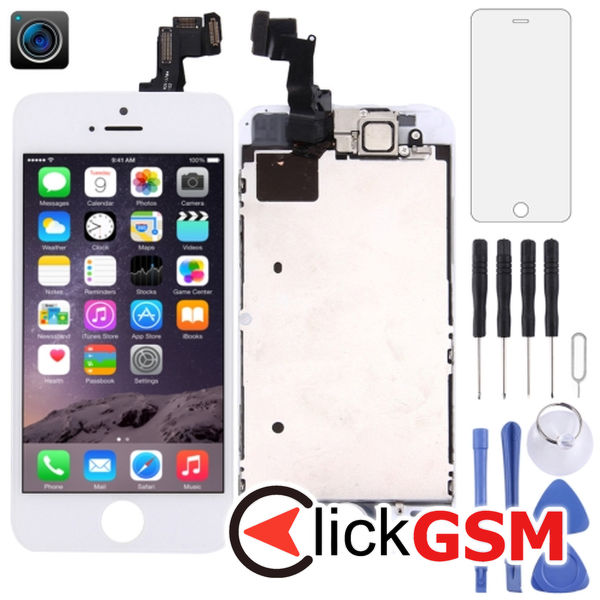 Piesa Piesa Display Cu Touchscreen Rama Si Camera Fata White Apple Iphone 5s 4heb