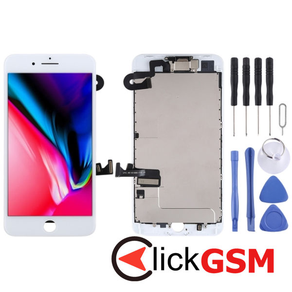 Piesa Piesa Display Cu Touchscreen Rama Si Camera Fata White Apple Iphone 8 Plus 4n25