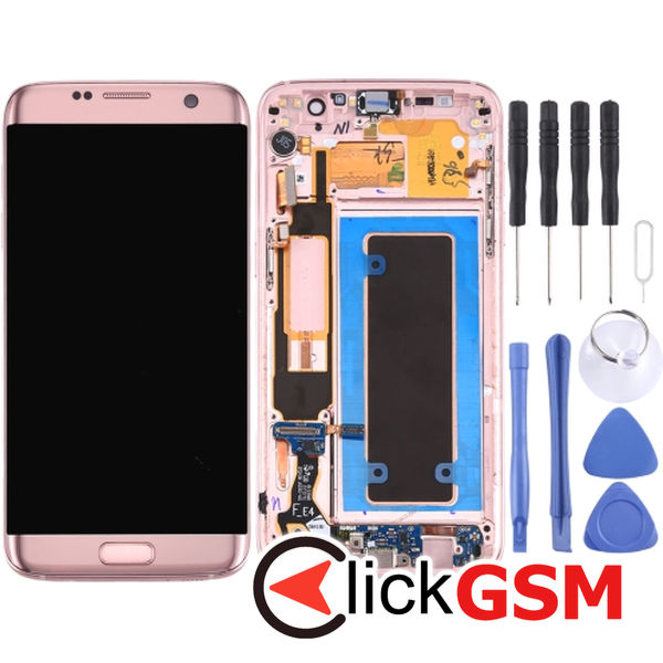 Piesa Display Cu Touchscreen Rama Si Modul Incarcare Pink Samsung Galaxy S7 Edge 4ojt