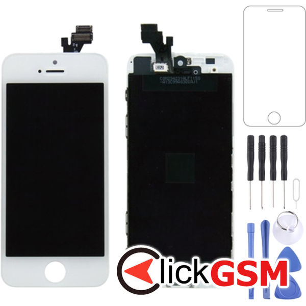 Piesa Piesa Display Cu Touchscreen Si Rama Alb Apple Iphone 5 4f9u