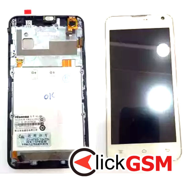 Piesa Display Cu Touchscreen Si Rama Alb Hisense U966 Urp