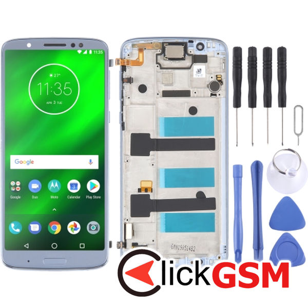 Piesa Display Cu Touchscreen Si Rama Albastru Motorola Moto G6 Plus 2ura