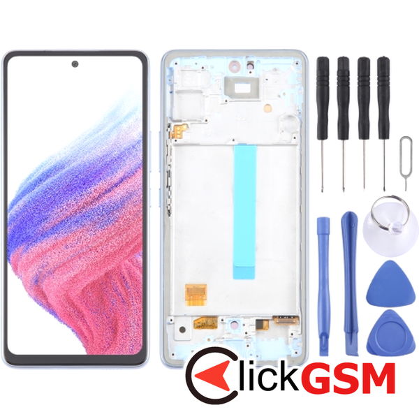 Piesa Piesa Display Cu Touchscreen Si Rama Albastru Samsung Galaxy A53 5g 4o3x