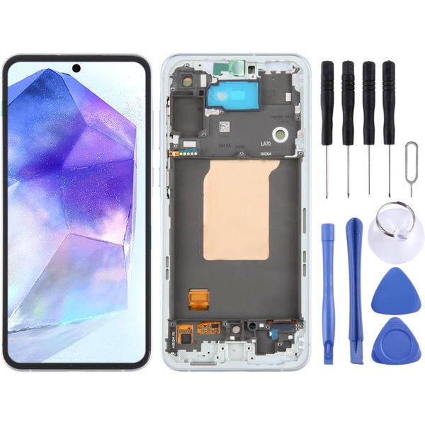 For Samsung Galaxy A55 SM-A556B LCD Screen Digitizer Full Assembly with Frame (Baby Blue)