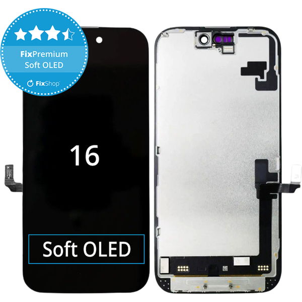 Apple iPhone 16 · Ecran Soft OLED pentru iPhone 16, Sticla tactila cu rama, DIAGNOSTIC