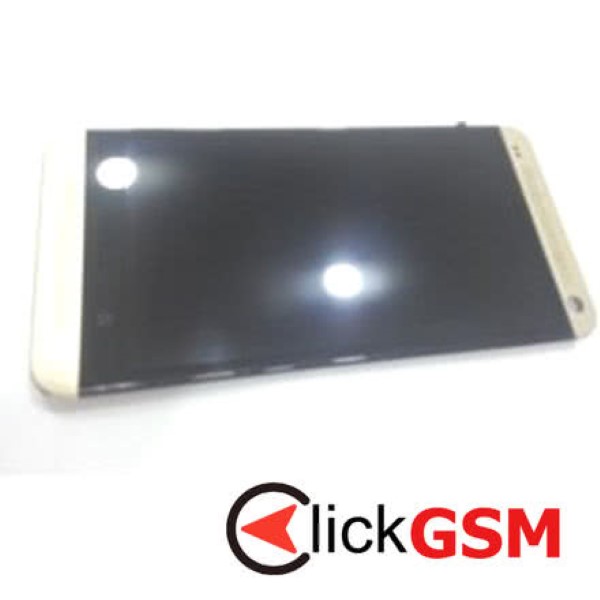 Piesa Display Cu Touchscreen Si Rama Auriu Htc One M7 19k2