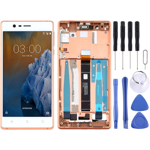 Nokia 3 · TFT LCD Screen for Nokia 3 TA-1032 Digitizer Full Assembly with Frame & Side Keys (Gold)