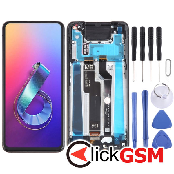 Piesa Display Cu Touchscreen Si Rama Black Asus Zenfone 6 24xk