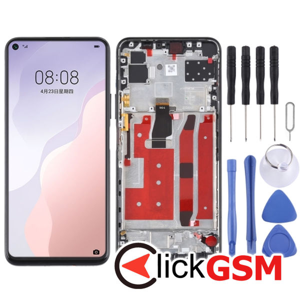 Piesa Piesa Display Cu Touchscreen Si Rama Black Huawei Nova 7 Se 5g 2us6