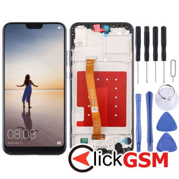 Piesa Display Cu Touchscreen Si Rama Black Huawei P20 Lite 2bc7