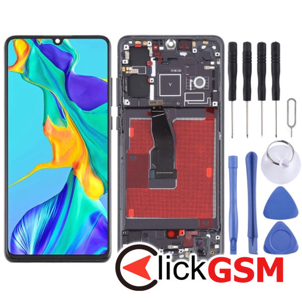 Piesa Display Cu Touchscreen Si Rama Black Huawei P30 2c38