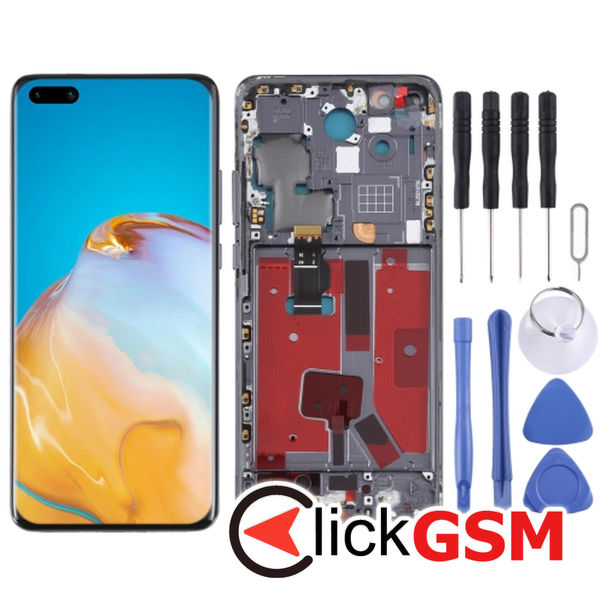 Piesa Display Cu Touchscreen Si Rama Black Huawei P40 Pro 49e3